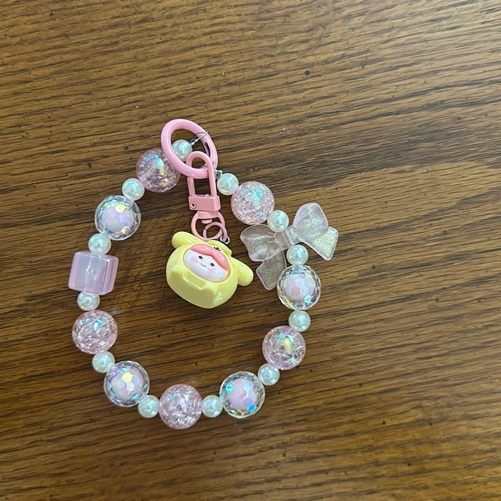 Beaded charm keychain